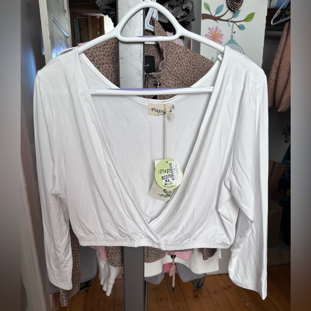 NWT Papa Vancouver Wrap Long Sleeve Top